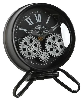 Image de Horloge de table dehome esprit noir argenté métal cristal 16,5 x 11 x 11 x 21 cm