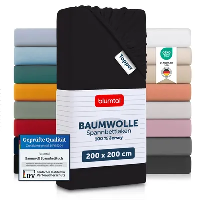 Zdjęcie produktu dla Zestaw 2 sztuk prześcieradeł elastycznych Blumtal, przeznaczonych do materacy topper, o wymiarach 200x200x15 cm - 100% bawełna