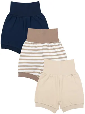 Produktbild von TupTam Baby Mädchen Kurze Pumphose 3er Pack, Farbe: Beige Streifen Dunkelblau, Größe: 80-86