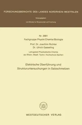 Produktbild von Elektrische Überführung und Strukturuntersuchungen in Salzschmelzen