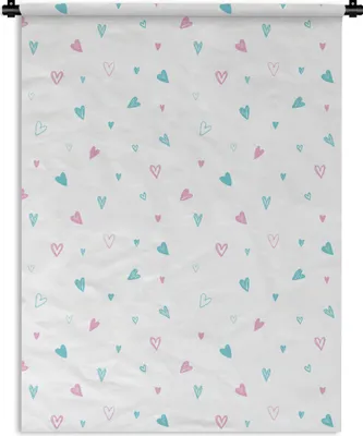Produktbild von MuchoWow® Wandteppich Wandbehang Herzen - Muster - Pastell 150x200 cm Tapisserie Dekoration Wandtuch - Wandaufhängung - Moderner