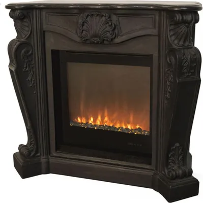 Produktbild von Casa Padrino Luxus Jugendstil Kamin mit LED Kamineinsatz Schwarz 118 x 43 x H. 111 cm - Luxus Barock Elektrokamin