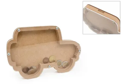 Produktbild von Hobbygroep Spardose Auto MDF transparent dekorativ 25,2x16,5x1,6 cm