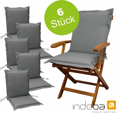Produktbild von indoba® Sitzauflage Niederlehner 'Premium'extra dick, Farbe:grau, Typ:6er Set