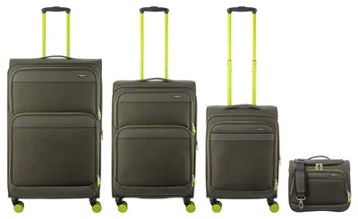 Produktbild von Franky 4er Koffer SET Gr. L/M/S Beutycase Reisegepäck T27-F Spinner mit Dehnfalte olive/neongreen