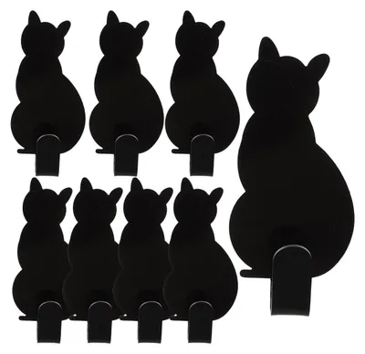 Produktbild von Omgoods – Katzenförmige Wandhaken – 8 Stück – Selbstklebend – Edelstahl – Wandhalterung – Dekoration – Langlebig und elegant – Wandhaken