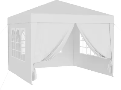 Image de Wiltec Pavillon 3 x 3 m en blanc avec protection UV 50+, gazebo de jardin avec côtés amovibles, tente de réception avec fenêtres pour terrasse et festival, par exemple