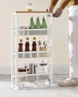 Produktbild von Küchenwagen, Holz, Organizer, Küchenregal / Küchenwagen, Küchenholz, 13 x 45,5 x 77 cm