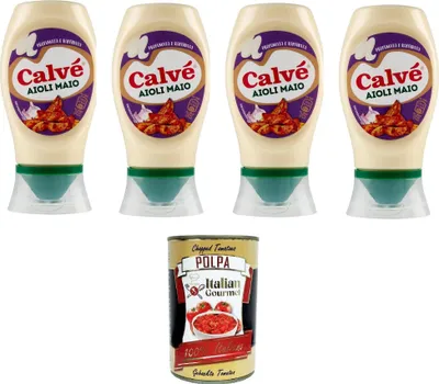 Produktbild von Calvè Aioli Maio Mayonnaisesauce mit Knoblauchgeschmack 4x250gr + Italian Gourmet polpa 400g