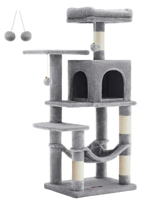 Immagine prodotto di Tiragraffi a Torre con Amaca e Cuccia Grigio Chiaro