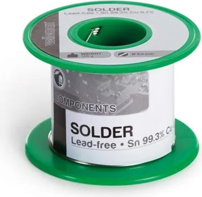 Produktbild von Velleman Lötdraht, bleifrei, Sn 99.3 %, Cu 0.7 %, 0.6 mm, 100 g, Spule
