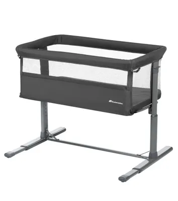 Produktbild von Bebeconfort Zina 2-in-1-Beistellbett von Geburt an bis zu 9 kg, höhenverstellbares Babybett, gemütlich und weich gepolstert, Mineral Graphite