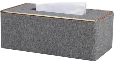 Immagine prodotto di Contenitore per fazzoletti di trucco in ecopelle, colore grigio, dimensioni 25x14x9,5 cm