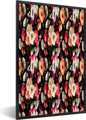 Produktbild von MuchoWow® MuchoWow® Gerahmtes Poster Blumen - Farbe - Muster 60x90 cm - Poster mit zchwarzem Bilderrahmen - Kunst