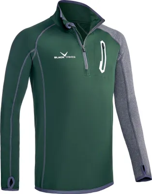 Produktbild von BLACK CREVICE - Herren Microfleece Funktionsshirt I Midlayer I Second Layer | Farbe: Grün/Grau | Gr: XL