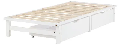 Produktbild von Holzbett Palettenbett 90x200 mit Bettkasten und Lattenrost in Weiß für das Schlafzimmer