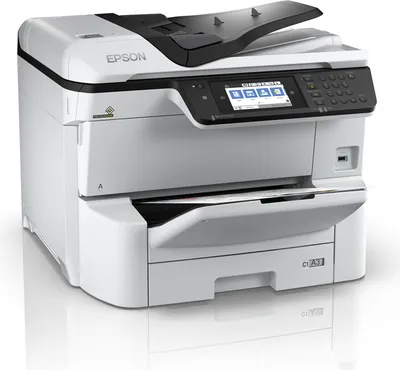 Produktbild von Epson WorkForce Pro WF-C8610DWF - Multifunktionsdrucker - Farbe - Tintenstrahl - A3 (297 x 420 mm) (Original) - A3 (Medien) - bis zu 22 Seiten/Min. (Kopieren) - bis zu 24 Seiten/Min. (Drucken) - 335 Blatt - 33.6 Kbps - Gigabit LAN, USB-Host, NFC, USB 3.0,