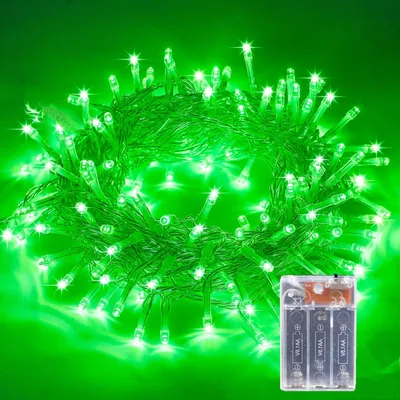 Lichterkette 10 m, 80 grüne LEDs, batteriebetrieben, IP44