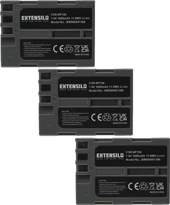 Produktbild von EXTENSILO 3x Akku Ersatz für Fujifilm NP-150 für Kamera (1600 mAh, 7,4 V, Li-Ion)
