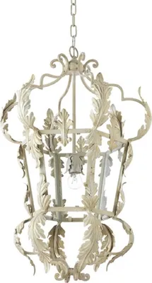 Produktbild von Casa Padrino Luxus Barock Wohnzimmer Hängeleuchte Weiß Ø 50 x H. 85 cm - Handgefertigte Metall Laterne - Luxus Qualität -  Italy - Edel & Prunkvoll