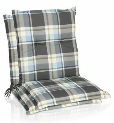 Produktbild von Beautissu 2er Set Sunny BK Niedriglehner Auflagen 100x50 cm in Blau Kariert