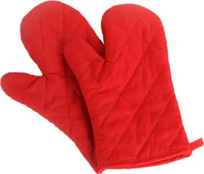 Produktbild von Hitzebeständig Ofenhandschuhe Verdickte Hitzeresistente Topfhandschuhe Topflappen Backhandschuhe, Baumwolle, 1 Paar Rot