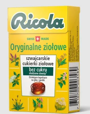 Obrázek produktu pro Cukierki ziołowe Ricola Oryginalne bez cukru 27,5 g