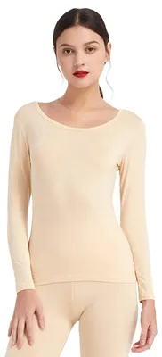 Productafbeelding van Thermoshirt dames lange mouw - Katoen en modal - Ronde hals - Dun en thermisch