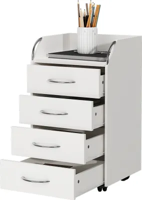 Produktbild von Rollcontainer Vicco Gwendolyn Weiß 36 x 40 cm mit 4 Schubladen, Model 40310