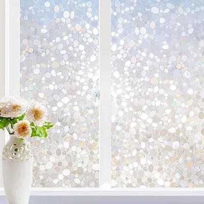 Productafbeelding van Unyqoos® Raamfolie Privacy 3D-effect – Kiezelsdecor, lichtbrekend, PVC/PET, statisch zelfklevend, zonder resten, optiek van gekleurd glas, 60x200 cm