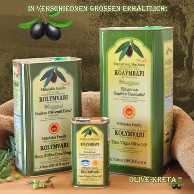 Produktbild von KOLYMPARI PDO 04038 Mihelakis Kolymvari griechisches Olivenöl g.U. 5 Liter Dose Kolymvari GU