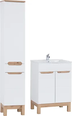 Zdjęcie produktu dla Zestaw Mebli Łazienkowych 60 Cm Z Umywalką I Szafką Wysoką