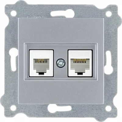 Image de Prise réseau RJ45 cat.6 + prise téléphonique RJ11 argent 256/10E EXEN