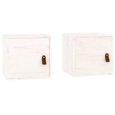 Image de Armoires murales 2 pcs Blanc 31,5x30x30 cm Bois de pin massif