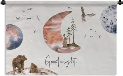 Produktbild von MuchoWow® Wandteppich Wandbehang Zitate - Gute Nacht - Sprichwörter - Kinder - Jungen - Mädchen - Kind 60x40 cm Tapisserie Dekoration Wandtuch - Wanddekorationen