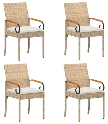 Immagine prodotto di vidaXL: Set di 4 sedie da giardino. Colore: beige e crema. Materiale: rattan sintetico e acacia