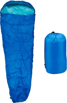 Image de Sac de couchage Camp Active Mummy Sac de couchage d'été pour 5°C à 10°C - Sac de couchage adulte pour une personne - pour les festivals, la randonnée et le camping - 210 x 80 cm - Bleu