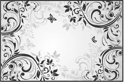 Produktbild von Wallario Wandbild Schnörkelmuster mit Schmetterlingen, Größe: 61 x 91,50 cm, Poster mit schwarzem Aluminiumrahmen