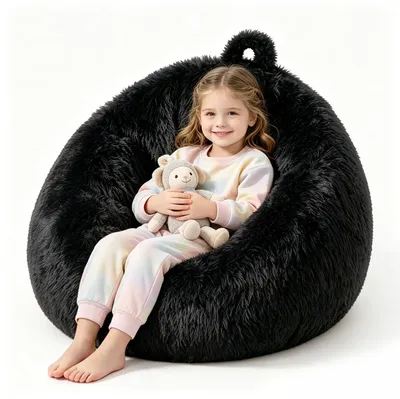 Imagen del producto de Saco de asiento 2-en-1 para almacenamiento de peluches 70x80cm Gris oscuro