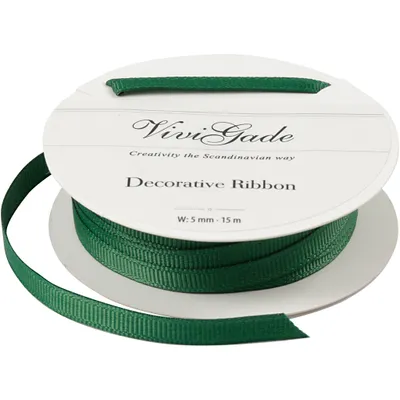 Productafbeelding van Decoratieve lint, grosgrain, 5 mm / 15 meter, donkergroen