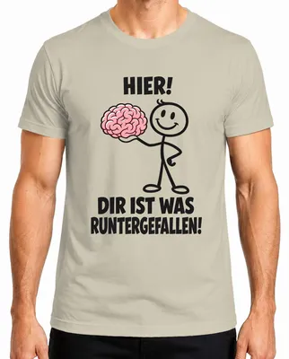 Imagen del producto de ¡Aquí! ¡Se te cayó algo! Camiseta con el texto "Cerebro", "Declaración", "Sarcasmo", para hombre, color natural