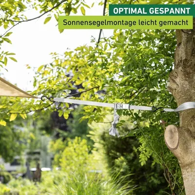 Produktbild von Windhager, Spanngurt-Set für Sonnensegel, 3-teilig, mit reißfestem Gurtgewebe und verzinkter Ratsche, bis zu 2.1m, robust, nicht zur Ladungs- und Transportsicherung geeignet.