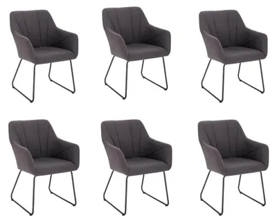 Produktbild von HOME DELUXE - Esszimmerstuhl PAKU - 6er Set, Farbe: Anthrazit, Höhenverstellbar, weiche Polsterung, bis 120 kg belastbar I Küchenstuhl Speisestühle Esszimmerstühle