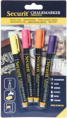 Produktbild von Securit - Kreidemarker SMA-100 rund 1-2 mm gelb/orange/rosa/lila Blister à 4 Stück