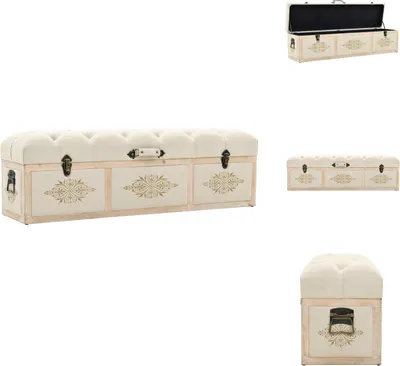 Produktbild von vidaXL Sitzbank mit Stauraum 110 cm Creme Massivholz Tanne und Stoff -  Truhen- & Flurbänke
