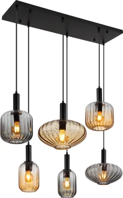 Produktbild von Globo Lighting Hängeleuchte Metall schwarz matt, 6x E27