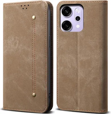 Obrázek produktu pro Pouzdro pro Reno14 Pro, Kožené Peněženkové Pouzdro s Magnetickým Uzavíráním a Stojánkem Khaki
