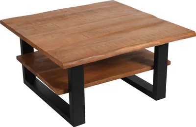 Produktbild von Couchtisch 90 x 90 cm massiv honigfarben Mango schwarz PATRICK