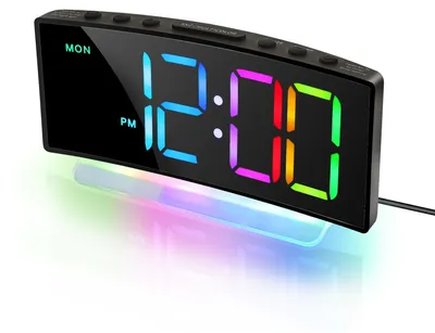Digitale Wecker mit RGB-Nachtlicht, 8 LED-Farben, schwarz