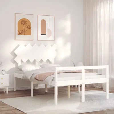 Produktbild von The Living Store Seniorenbett mit Kopfteil 120x200 cm Weiß Massivholz